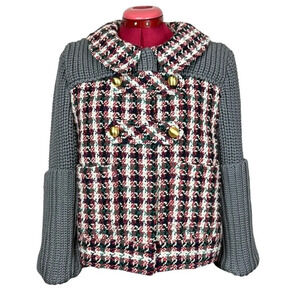 Philosophy Di Lorenzo Serafini boxy  wool sweater jacket with peter pan collar